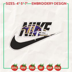 nike nfl baltimore ravens logo embroidery design, nike nfl logo sport embroidery machine design, famous football team embroidery design, football brand embroidery, pes, dst, jef, files