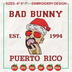 christmas bad bunny designs, christmas embroidery designs, merry christmas embroidery designs, christmas 2022 embroidery files