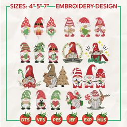 15+ christmas gnome embroidery bundle, merry christmas embroidery design, christmas character embroidery bundle, christmas 2023 embroidery file, instant download