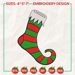 elf sock embroidery designs, christmas embroidery designs, merry xmas embroidery designs, mini embroidery design