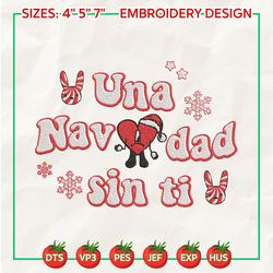 christmas bad bunny embroidery, christmas embroidery designs, un navidad sin ti designs, merry xmas embroidery designs