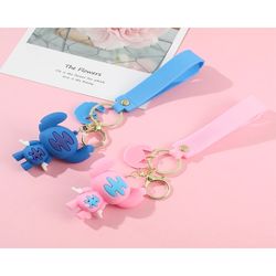 disney cartoon lilo & stitch pvc keychains cute stitch doll pendant keyrings lovely action figure key holder car key bag