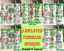 5 bundle inflated christmas tumbler, retro merry christmas, 3d inflated tumbler, funny christmas, 3d tumbler wrap, 20oz