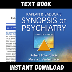 textbook of kaplan & sadock's synopsis of psychiatry twelfth edition instant download