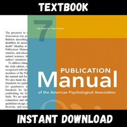 textbook of publication manual 7th edition of the american psychological association seventh edition instant download