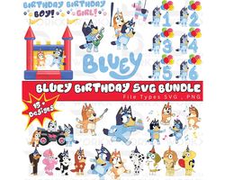 15 bluey svg, bluey birthday svg, bluey, bluey png, bluey clipart, bluey birthday, family vacation svg, bluey cake toppe