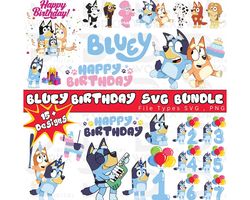 15 bluey svg, bluey birthday svg, bluey, bluey png, bluey clipart, bluey birthday, family vacation svg, bluey cake toppe