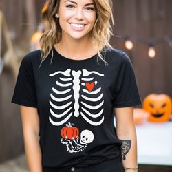 Skeleton Halloween Maternity Shirt, Skeleton Pregnancy Outfit