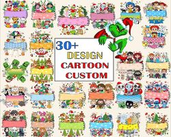 30 custom kid shirt cartoon christmas png bundle, christmas cartoon shirt design png, xmas character png bundle, persona