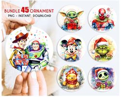 45 cartoon ornament bundle png, christmas ornament bundle, 3d christmas ornament, ornament png, sublimation design