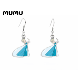 2020 new elsa snowflake dangle earring princess anna acrylic earrings handmade jewelry epoxy resin fish hook earring