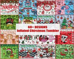 60 files 3d inflated christmas tumbler wrap design download png, 20 oz digital tumbler wrap png instant download
