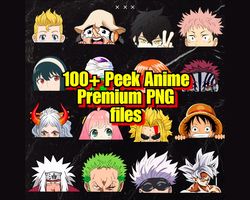 100 anime peeking premium graphic design, cute , cool  anime png  digital download  print on demand  stickers  anime pee