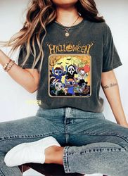 disney's lilo stitch halloween sweatshirt, stitch scream holding balloons comfort color shirt, cute halloween characters