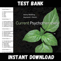 all chapters current psychotherapies 11th edition by danny wedding  test bank