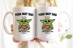 personalized baby yoda gifts for dad, best dad ever coffee mug for new dad