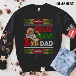 spanish christmas feliz navidad santa hat fun mexican t-shirt - olashirt