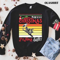 new christmas pajama merican football ball santa hat, funny sport t-shirt - olashirt