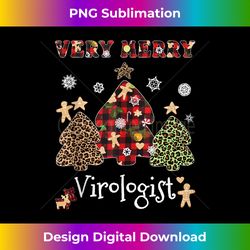 Very Merry Virologist - Red Plaid & Leopard Christmas Tree Tank - Timeless PNG Sublimation Download - Enhance Your Art with a Dash of Spice