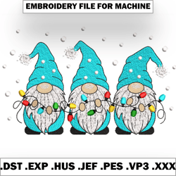 merry christmas gnomes embroidery files, winter gnomes machine embroidery, santa gnome embroidery files