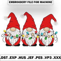 christmas gnomes embroidery files, winter gnomes machine embroidery, santa gnome embroidery files