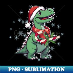 funny christmas dinosaur with candy cane - png transparent sublimation design - defying the norms