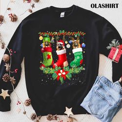 new german shepherd christmas socks tree light xmas santa hat t-shirt - olashirt