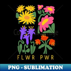 FLWR PWR - Retro Hippie Flower Design - Decorative Sublimation PNG File - Capture Imagination with Every Detail