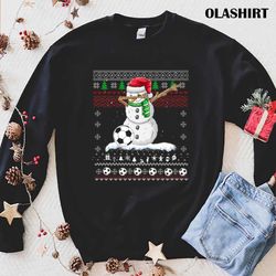 new ugly dabbing snowman christmas soccer ball sport xmas t-shirt - olashirt