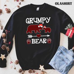 new grumpy bear christmas pajama red plaid buffalo family t-shirt - olashirt