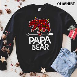 new buffalo plaid papa bear christmas pajama t-shirt - olashirt