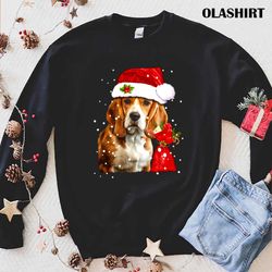 beagle dog with santa hat christmas xmas, dog lover shirt - olashirt