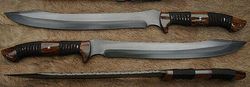 custom handmade 1095 high carbon steel hunting machete sword with leather sheath