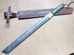 custom handmade knife king's damascus steel zombie hunter tanto sword