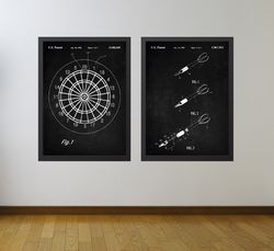 dart design patent print set of 2, dart board patent, dart poster, bar decor, game room wall art, man cave decoration,