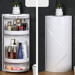 rotatable corner cabinet for holding bathroom, cosmetics & makeup products