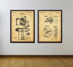 photography patent posters set of 2, photography decor, camera wall art, photographer,