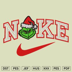 nike grinch face christmas embroidery design - christmas embroidery files - dst, pes, jef