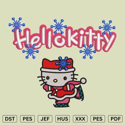 hello kitty christmas embroidery design - christmas embroidery files - dst, pes, jef