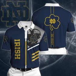 shop custom notre dame fighting irish 53 polo shirt - personalized team apparel