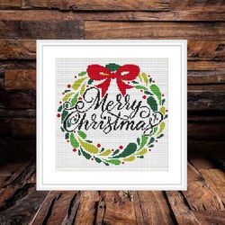 christmas wreath merry christmas new year christmas holiday gift cross stitch