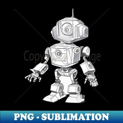 3-dimensional cartoon sketch robot for childrens book vector - premium sublimation digital download - fashionable and fearless