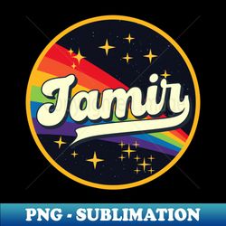jamir  rainbow in space vintage style - png sublimation digital download - spice up your sublimation projects