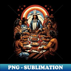 unity in thanksgiving pilgrims and american indian - png transparent sublimation design - add a festive touch to every day