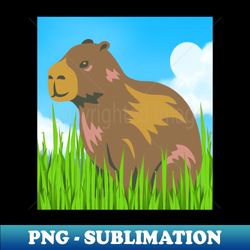 happy capybara in the day grass - unique sublimation png download - capture imagination with every detail