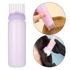 plastic hair oil comb applicator bottle also use for hair dying - hair oil comb with bottle