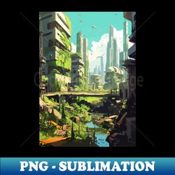 abandoned old city anime art style - premium png sublimation file - spice up your sublimation projects