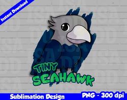 seahawks png, football mascot, tiny seahawk t-shirt design png for sublimation, tiny sport mascot design