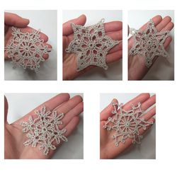 crochet patterns, 5 crochet snowflakes, crochet christmas decor, hanging ornament, pdf pattern, digital book