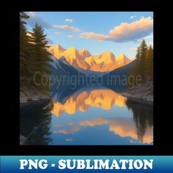 mountain lake at golden hour - digital sublimation download file - stunning sublimation graphics